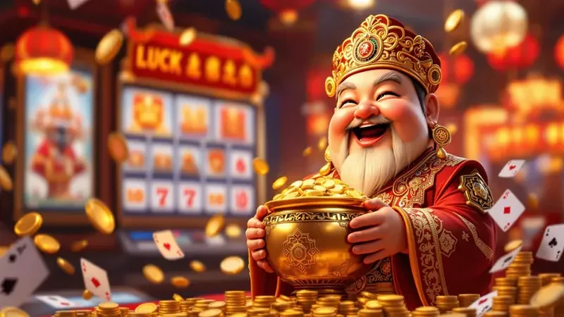 Tampilan permainan slot dengan reel dan simbol berwarna