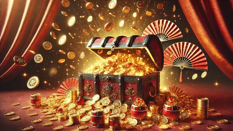 Visual permainan slot mobile dengan simbol dan efek cahaya
